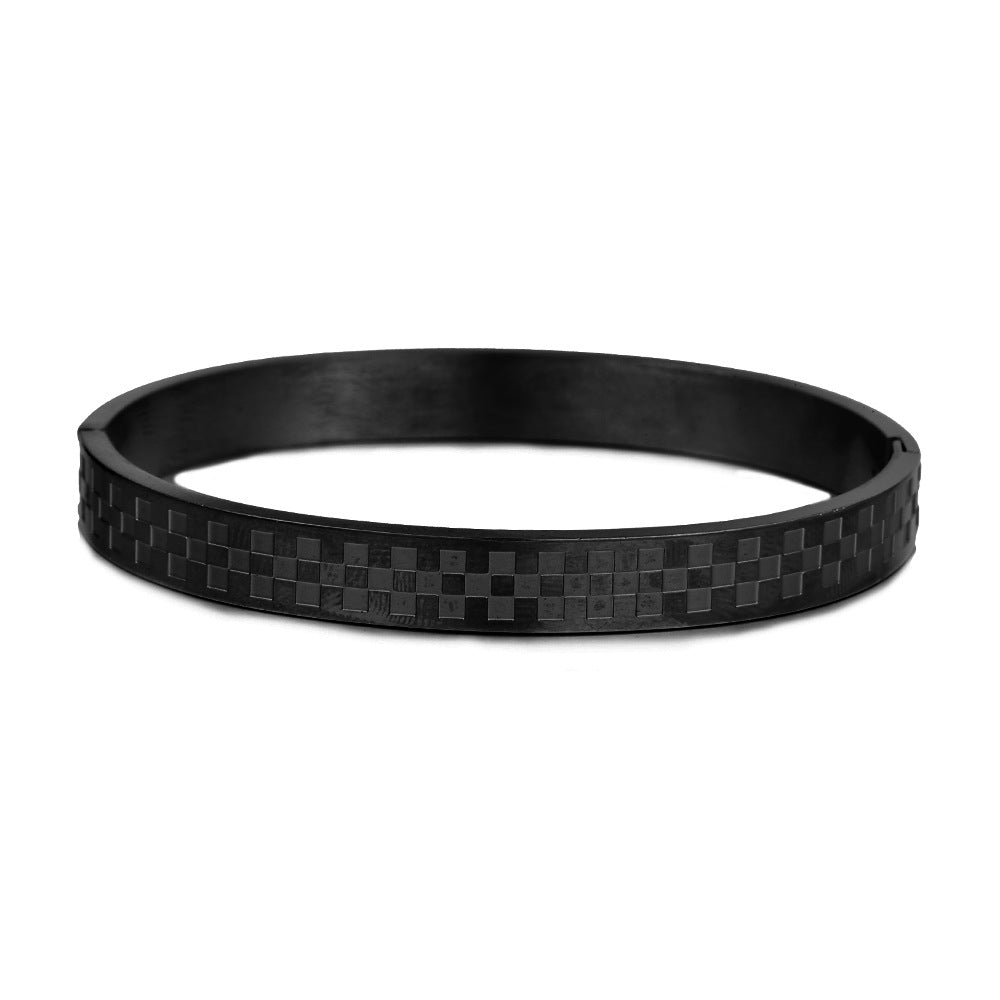 5pcs/lot Block Pattern Stainless Steel Bangle for Men Black Men Bracelets Charms Beads Beyond