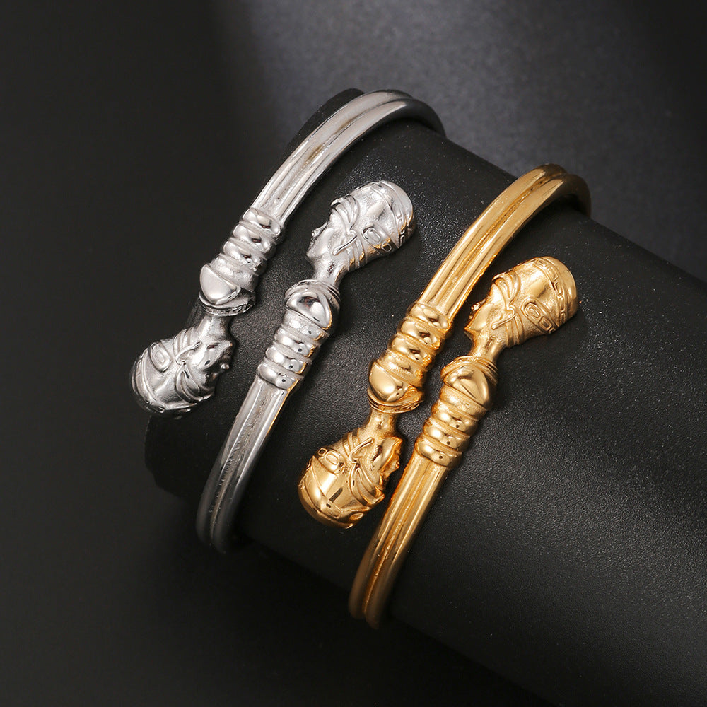 5pcs/Lot Queen Nefertiti Stainless Steel Bangle for Women Women & Men Bracelets Charms Beads Beyond