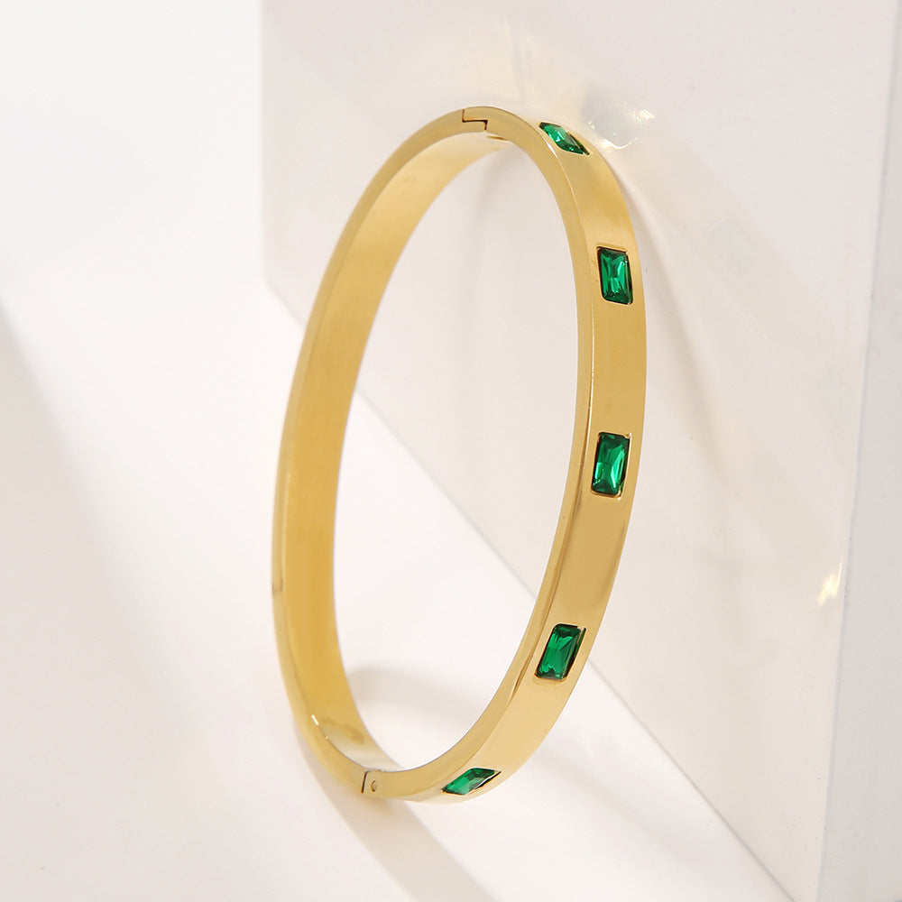 5pcs/lot Vintage Green Diamond Stainless Steel Bangle for Women Women Bangles Charms Beads Beyond