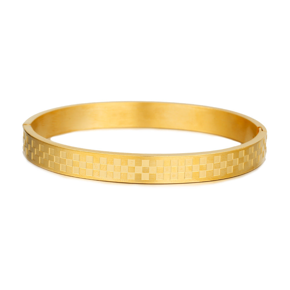 5pcs/lot Block Pattern Stainless Steel Bangle for Men Gold Men Bracelets Charms Beads Beyond