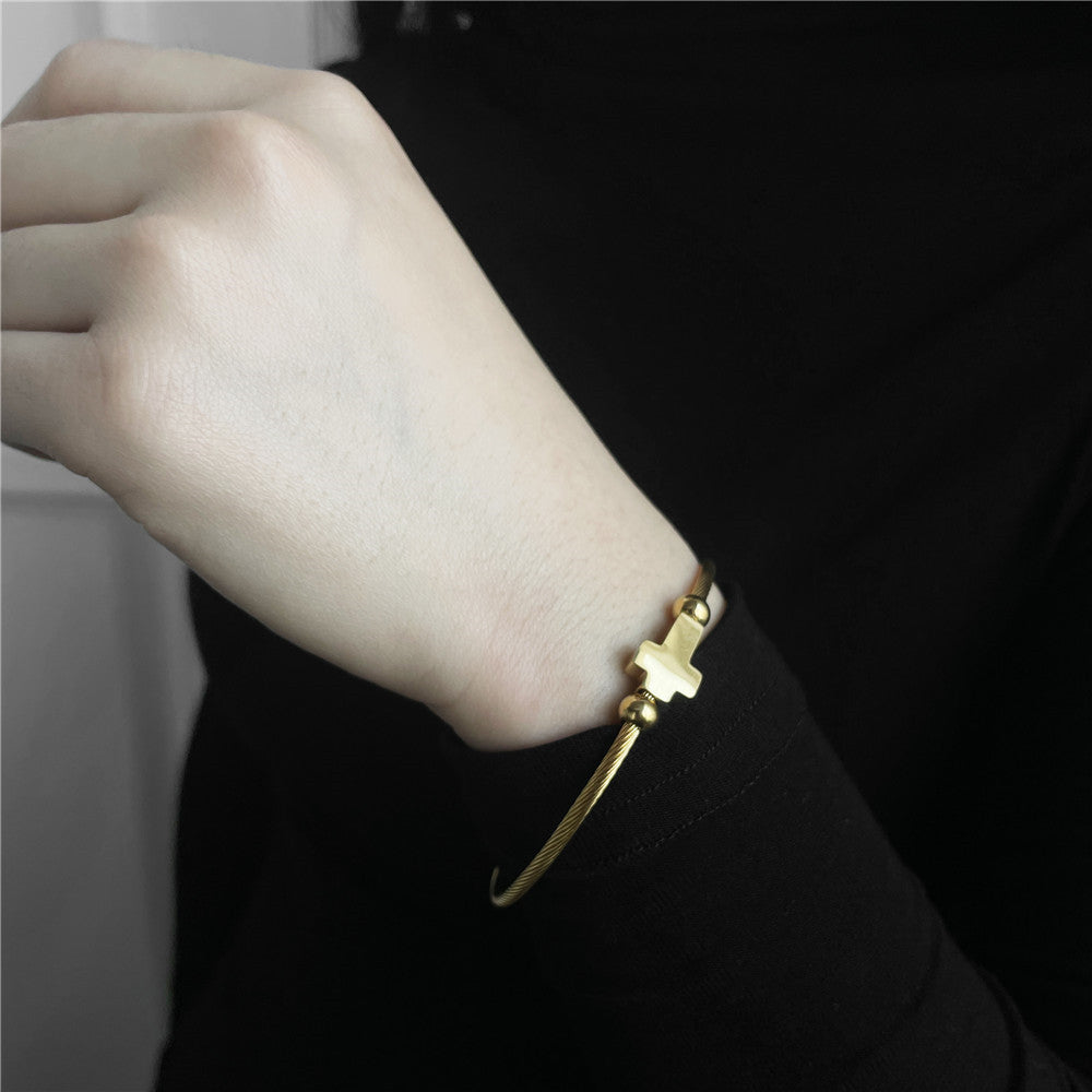 5pcs/lot Cross Stainless Steel Open Bangle for Women & Men Women & Men Bracelets Charms Beads Beyond