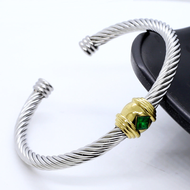 5pcs/lot Colorful Diamond Twist Stainless Steel Open Bangle for Women Style 5 Women Bracelets Charms Beads Beyond