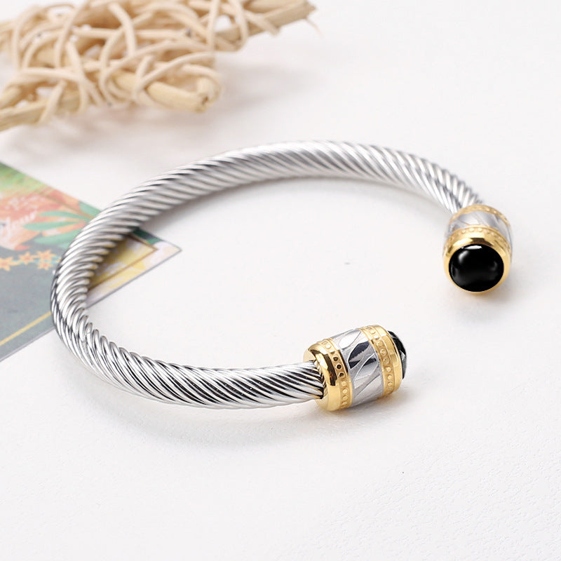 5pcs/lot Stainless Steel Open Bangle for Women Color 2 Women Bracelets Charms Beads Beyond