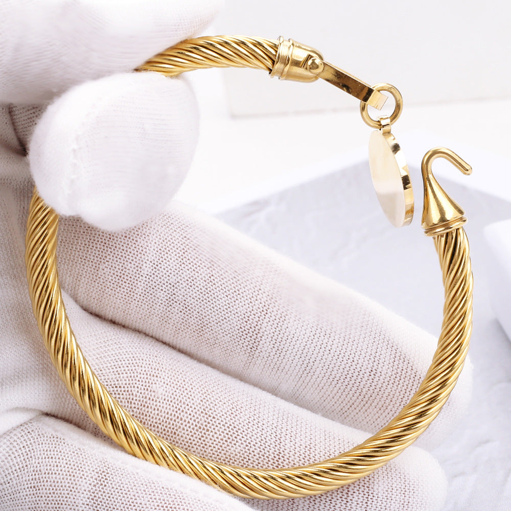 5pcs/lot Roman Numeral Pendant Stainless Steel Bangle for Women Women Bracelets Charms Beads Beyond