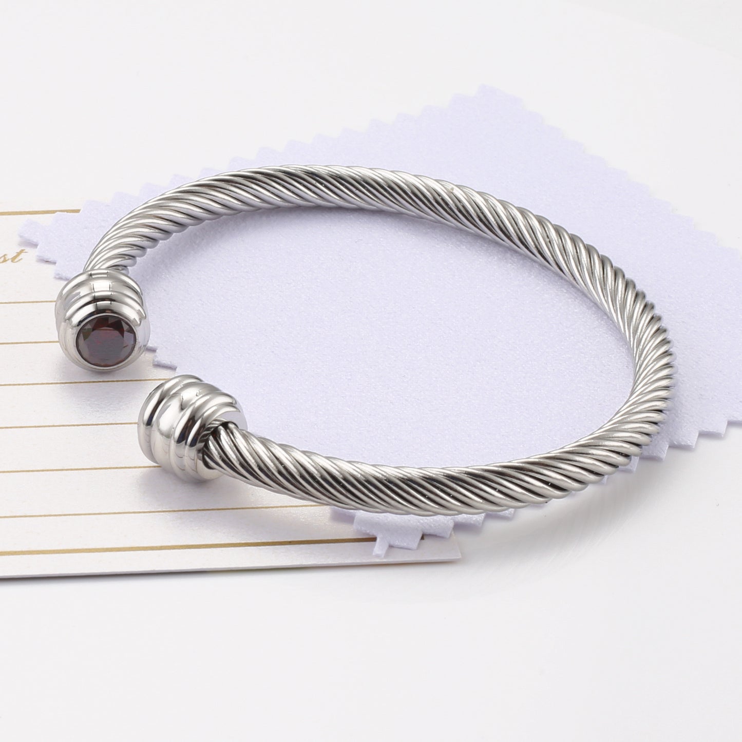 6-12pcs/lot Birthstone Open Silver Stainless Steel Bangle for Women July Women Bracelets Charms Beads Beyond