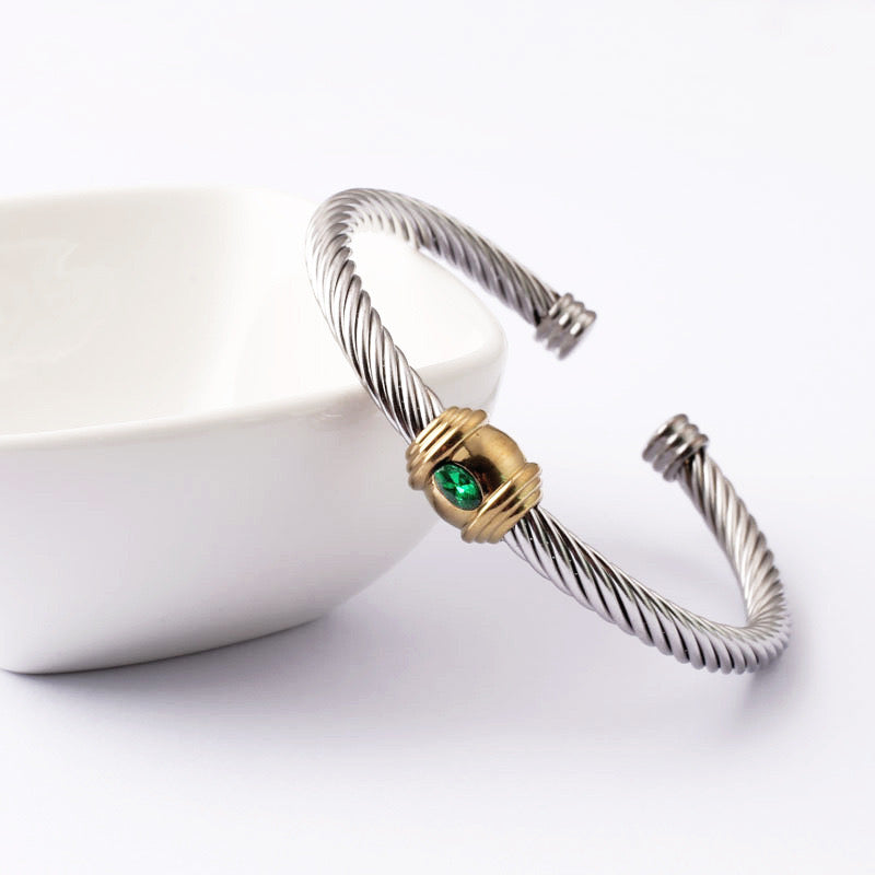 5pcs/lot Colorful Diamond Twist Stainless Steel Open Bangle for Women Style 2 Women Bracelets Charms Beads Beyond