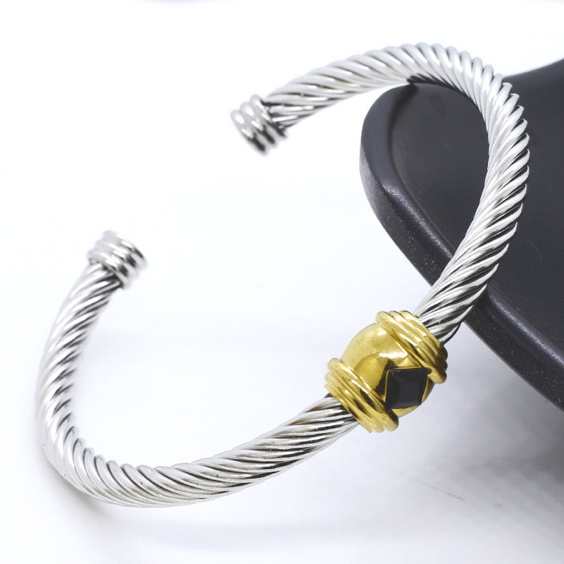 5pcs/lot Colorful Diamond Twist Stainless Steel Open Bangle for Women Style 4 Women Bracelets Charms Beads Beyond