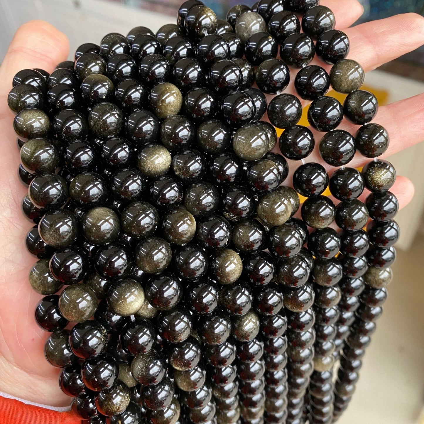 2 Strands/lot 10/12mm Gold Obsidian Stone Round Beads Stone Beads 12mm Stone Beads New Beads Arrivals Other Stone Beads Charms Beads Beyond