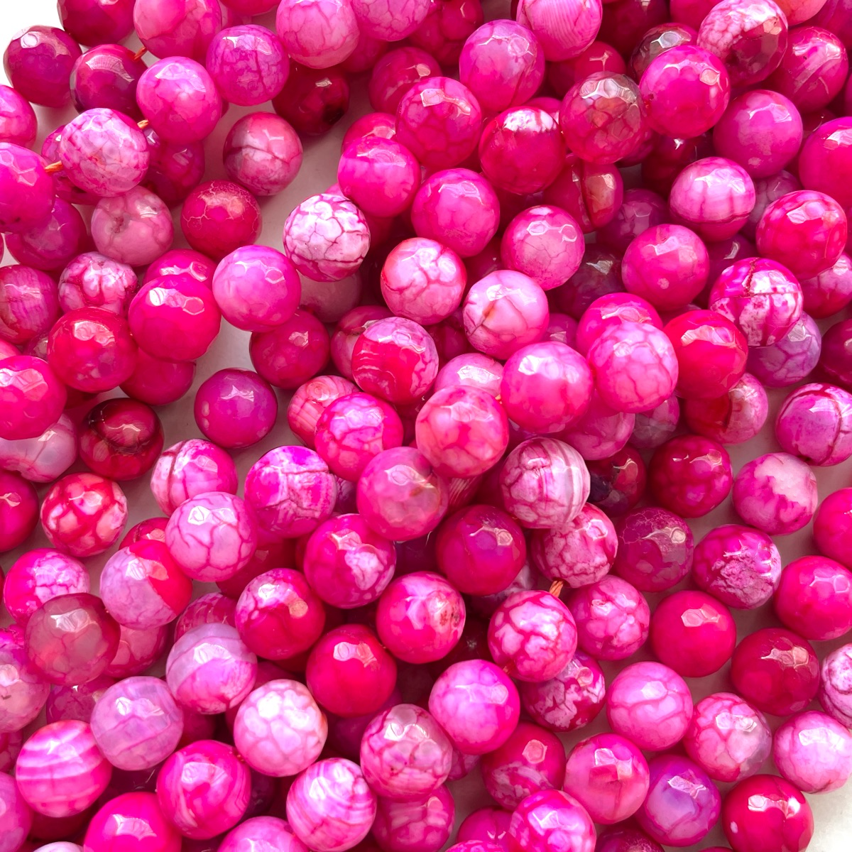 2 Strands/lot 10mm Colorful Cracked Fire Agate Faceted Stone Beads Hot Pink Stone Beads Faceted Agate Beads New Beads Arrivals Charms Beads Beyond