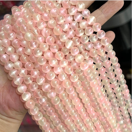 2 Strands/lot 8mm Peach Pink Selenite Smooth Beads Stone Beads 8mm Stone Beads New Beads Arrivals Selenite Beads Charms Beads Beyond