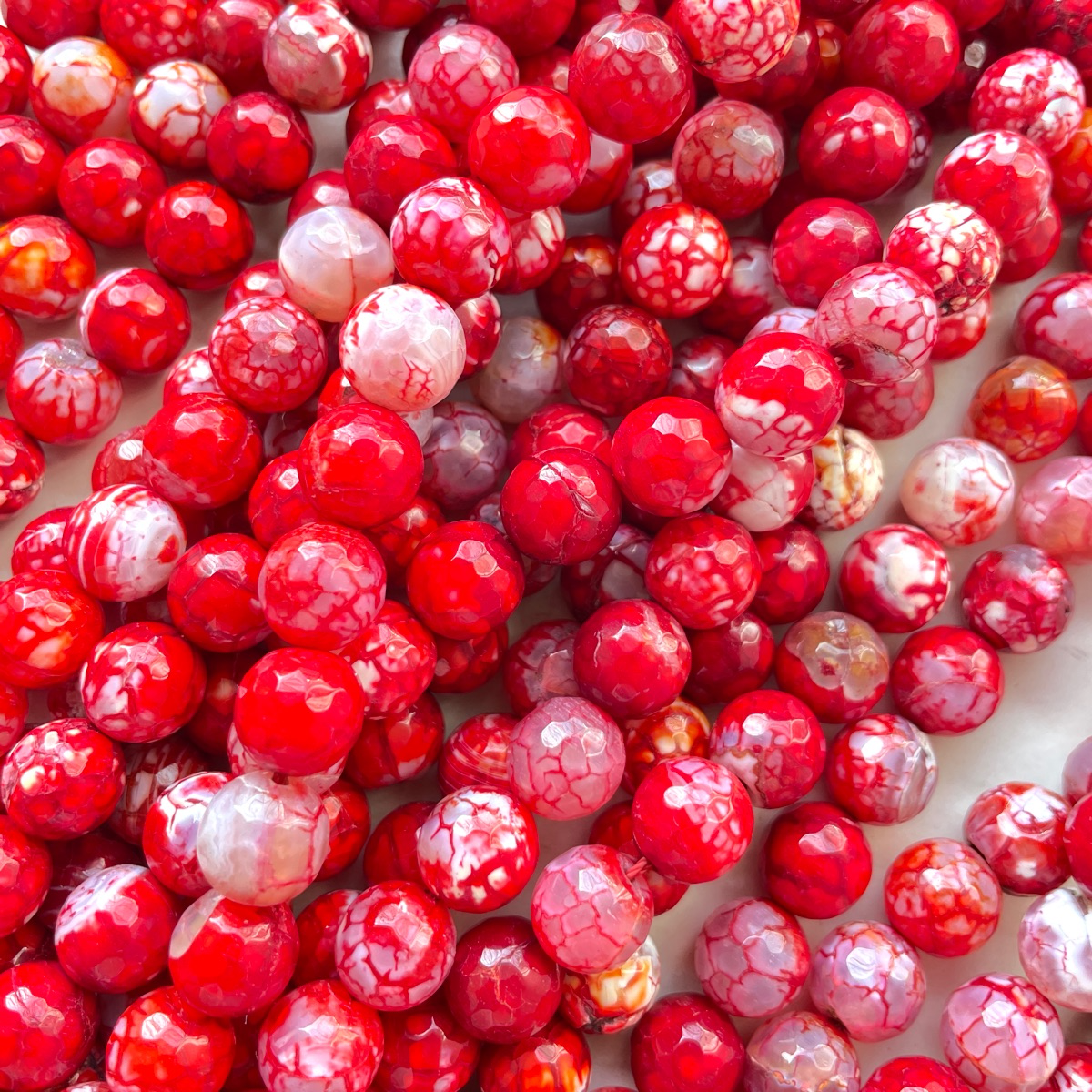 2 Strands/lot 10mm Colorful Cracked Fire Agate Faceted Stone Beads Red Stone Beads Faceted Agate Beads New Beads Arrivals Charms Beads Beyond