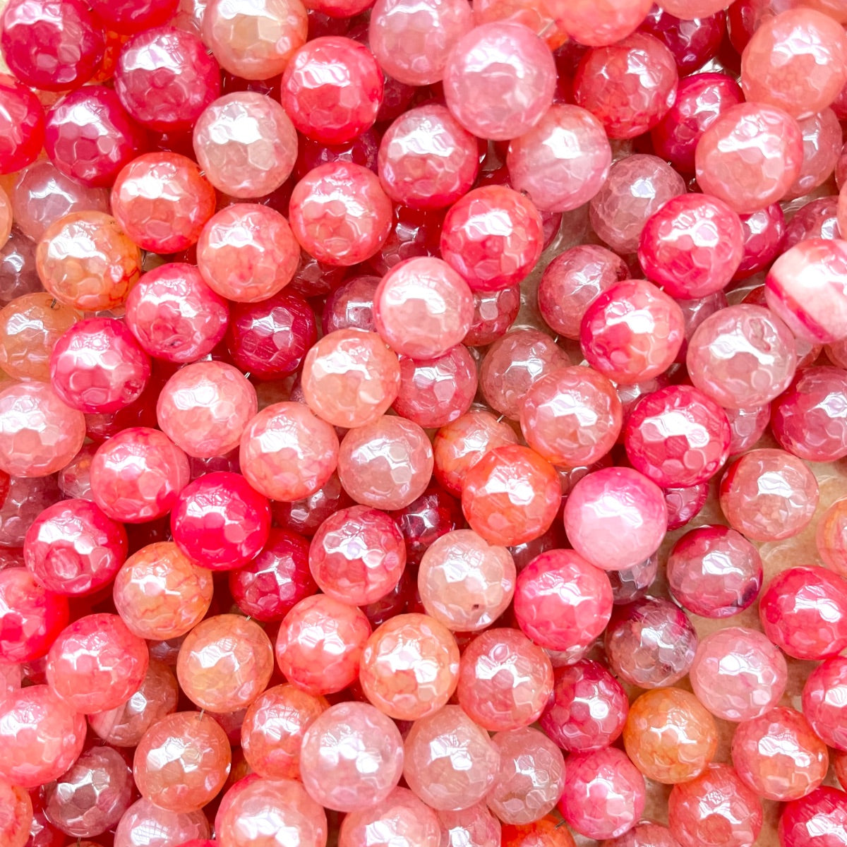 2 Strands/lot 10mm Electroplated Pink Agate Faceted Stone Beads Electroplated Beads Breast Cancer Awareness Electroplated Faceted Agate Beads New Beads Arrivals Charms Beads Beyond