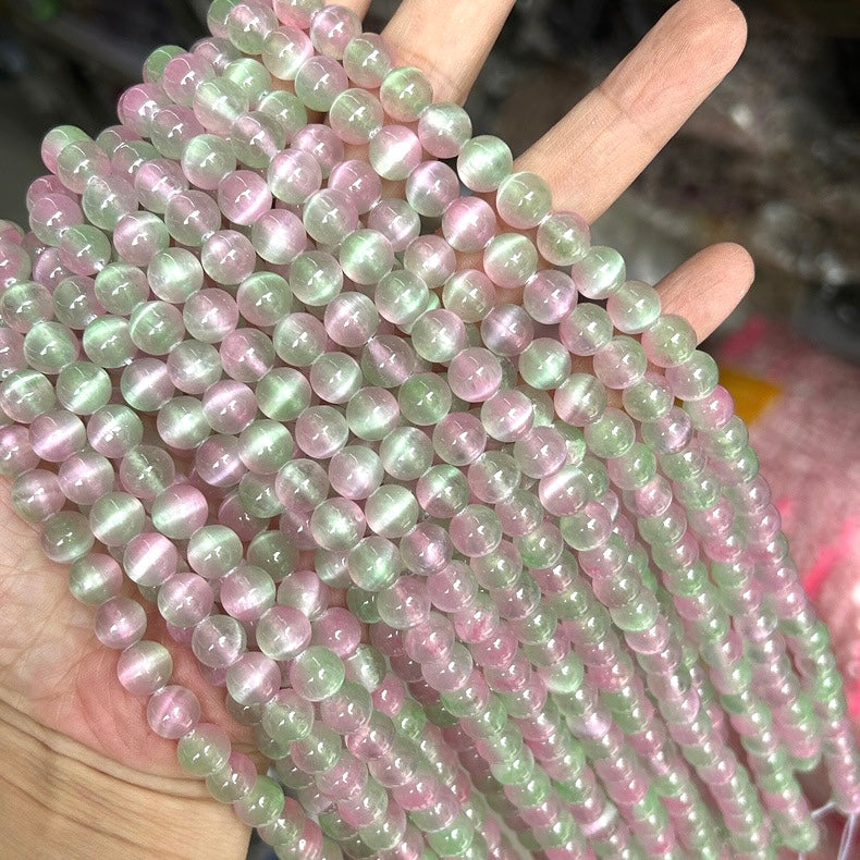 2 Strands/lot 8mm Green Pink Selenite Smooth Beads Stone Beads 8mm Stone Beads New Beads Arrivals Selenite Beads Charms Beads Beyond