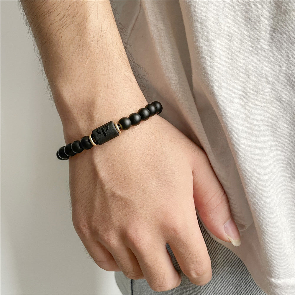 12pcs/lot 8mm Black Matte Stone Zodiac Bracelets Men Bracelets Charms Beads Beyond