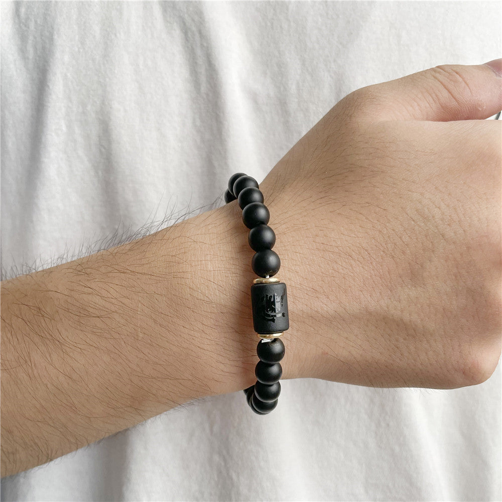 12pcs/lot 8mm Black Matte Stone Zodiac Bracelets Men Bracelets Charms Beads Beyond