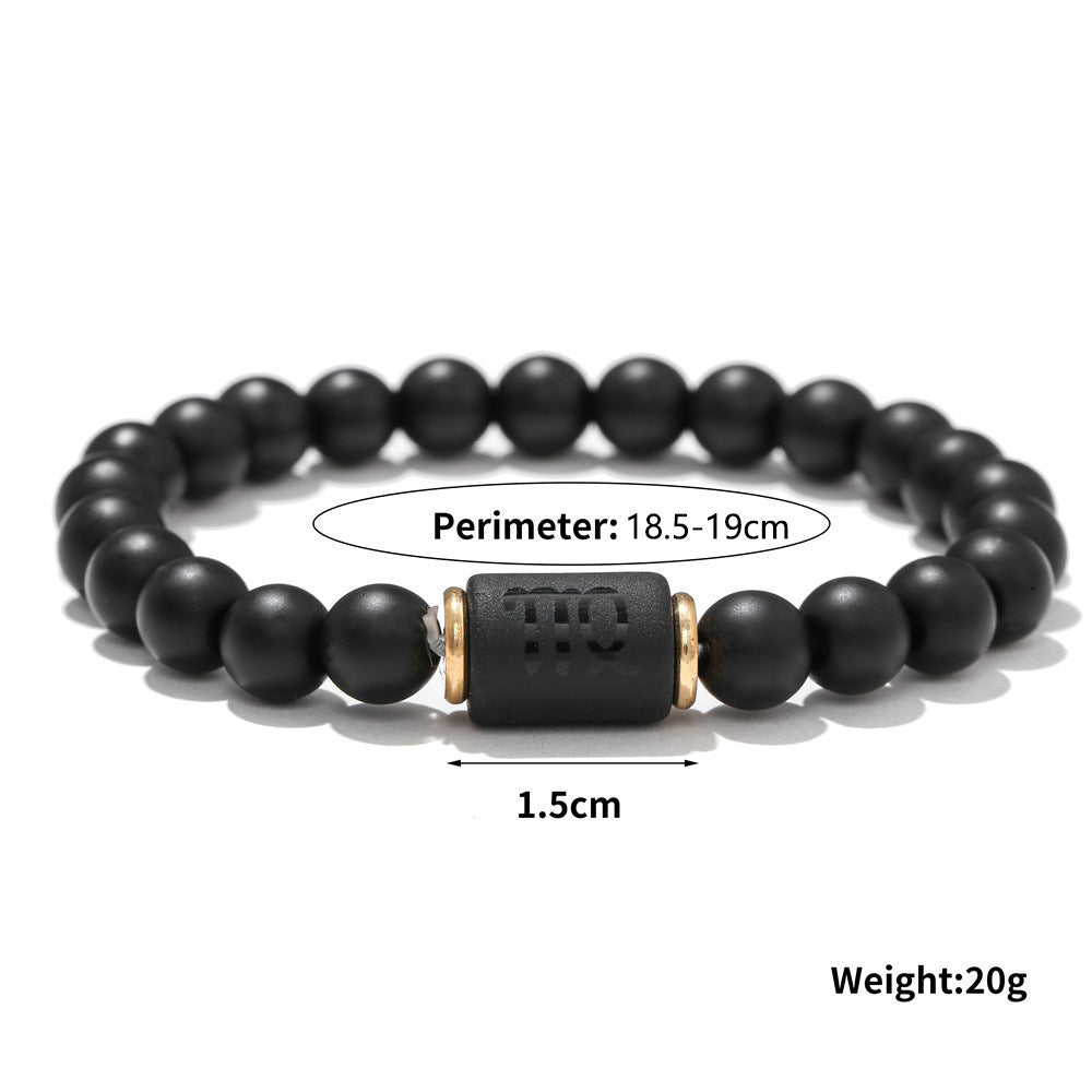12pcs/lot 8mm Black Matte Stone Zodiac Bracelets Men Bracelets Charms Beads Beyond