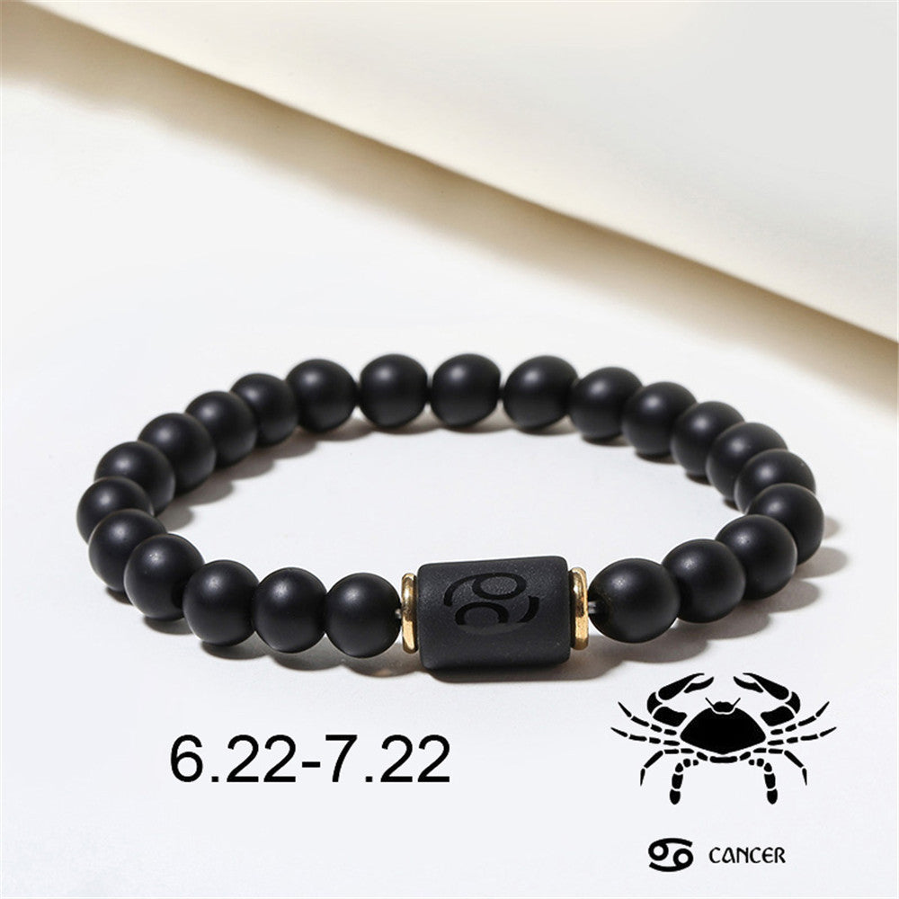 12pcs/lot 8mm Black Matte Stone Zodiac Bracelets Men Bracelets Charms Beads Beyond