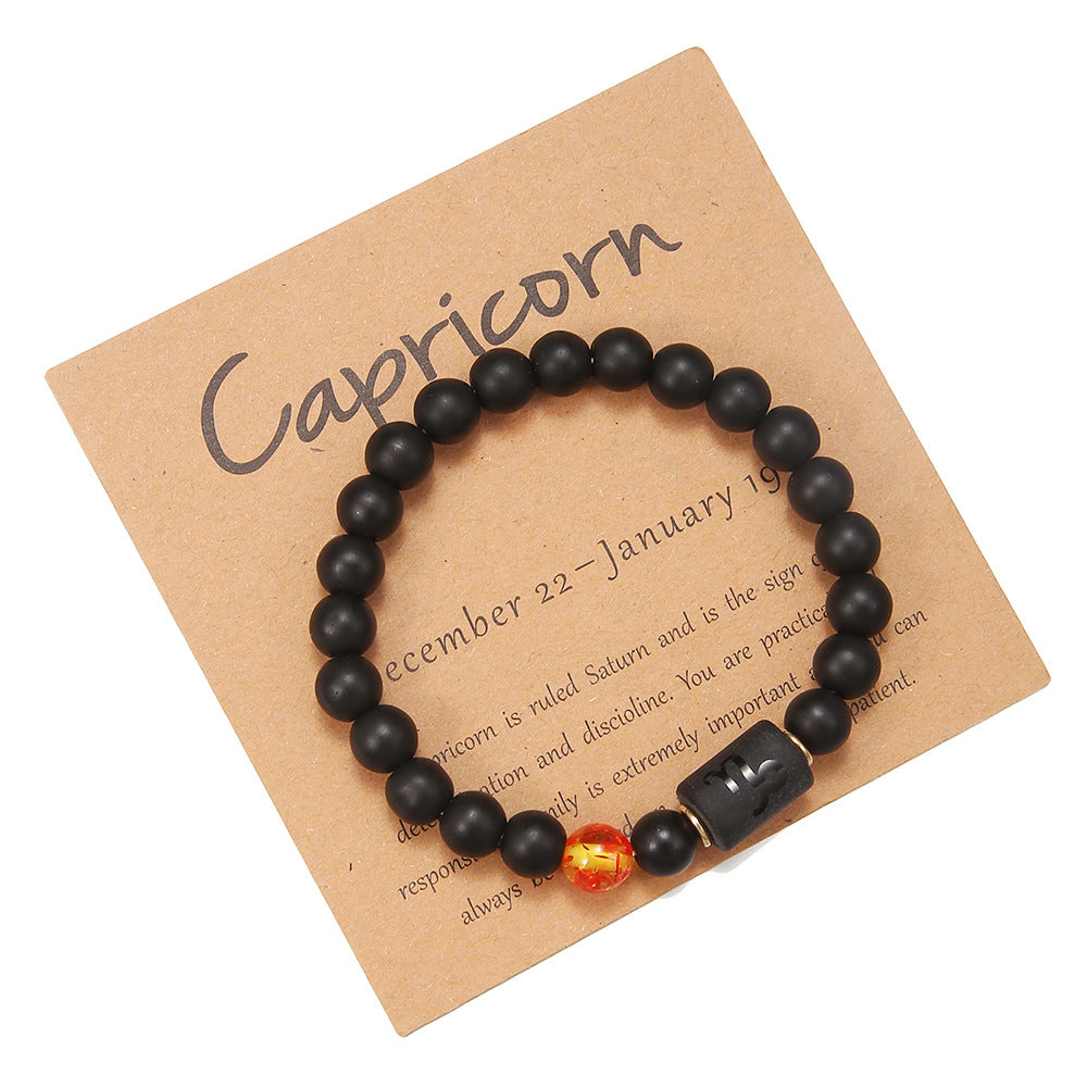 12pcs/lot 8mm Black Matte Stone Zodiac Bracelets Men Bracelets Charms Beads Beyond