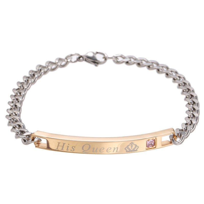 5pcs/Lot Her King His Queen Stainless Steel Bracelets for Valentine's Day Men Bracelets Charms Beads Beyond