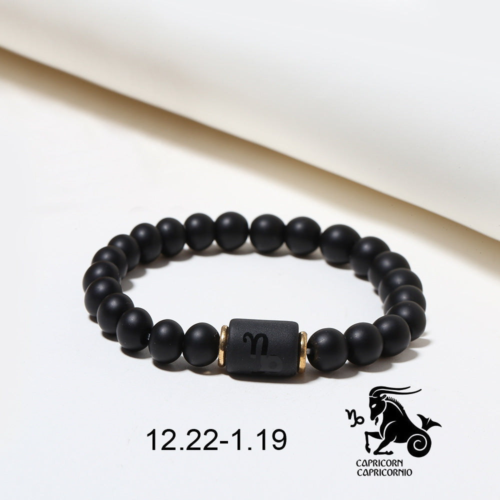 12pcs/lot 8mm Black Matte Stone Zodiac Bracelets Men Bracelets Charms Beads Beyond