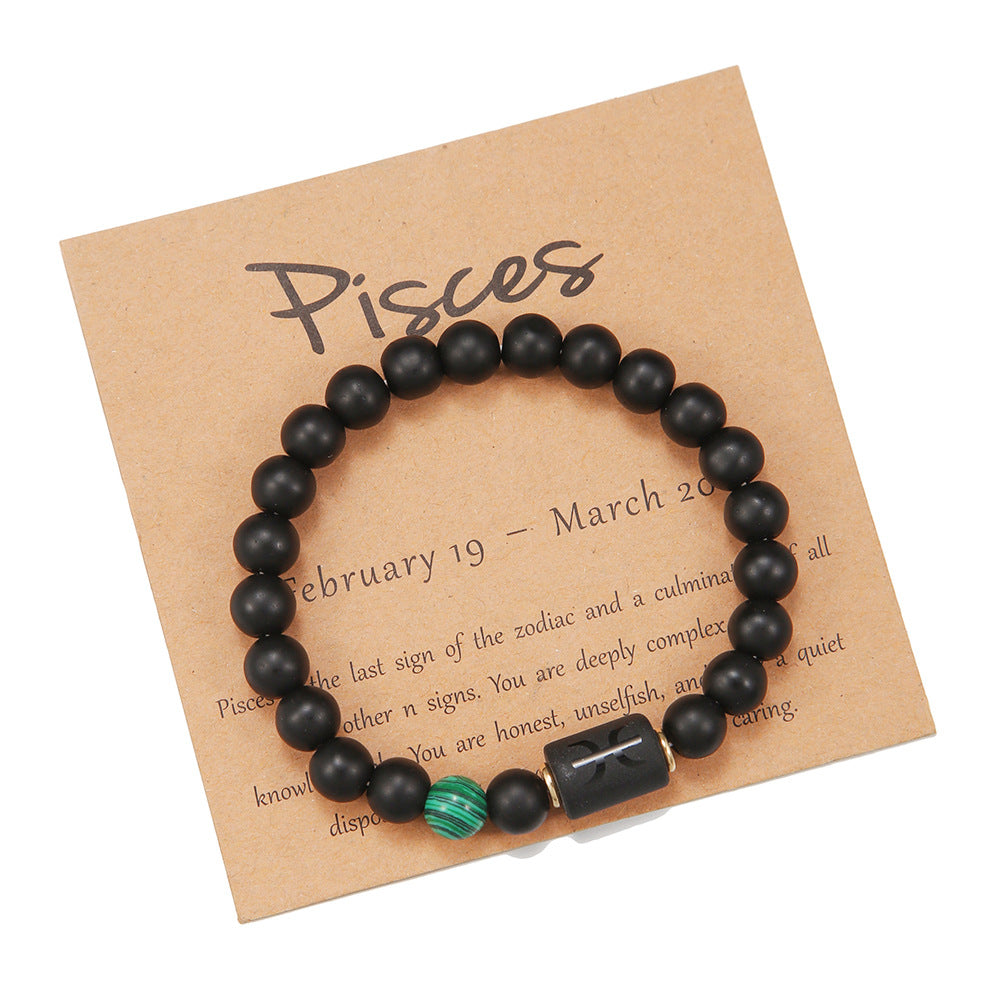 12pcs/lot 8mm Black Matte Stone Zodiac Bracelets Men Bracelets Charms Beads Beyond