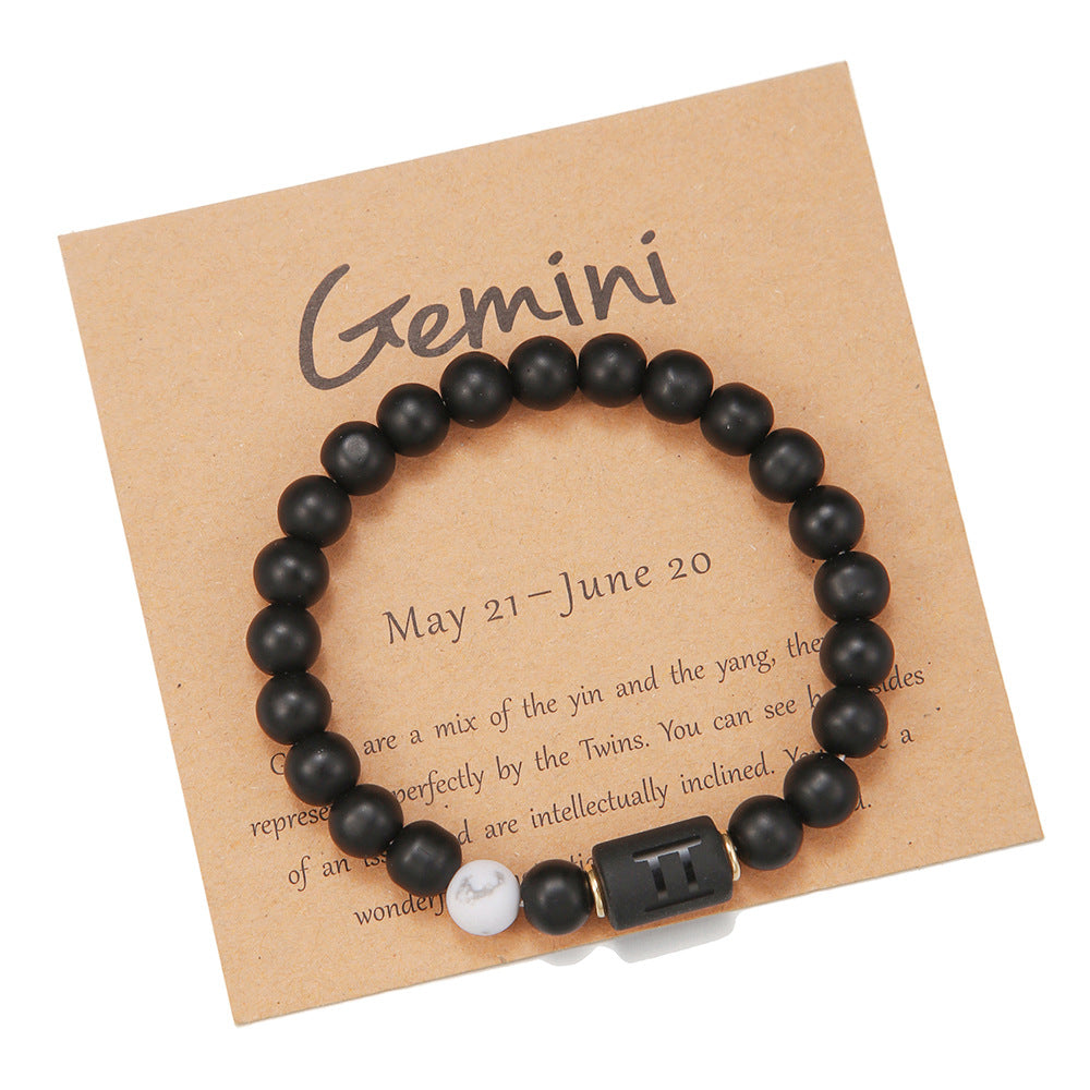 12pcs/lot 8mm Black Matte Stone Zodiac Bracelets Men Bracelets Charms Beads Beyond
