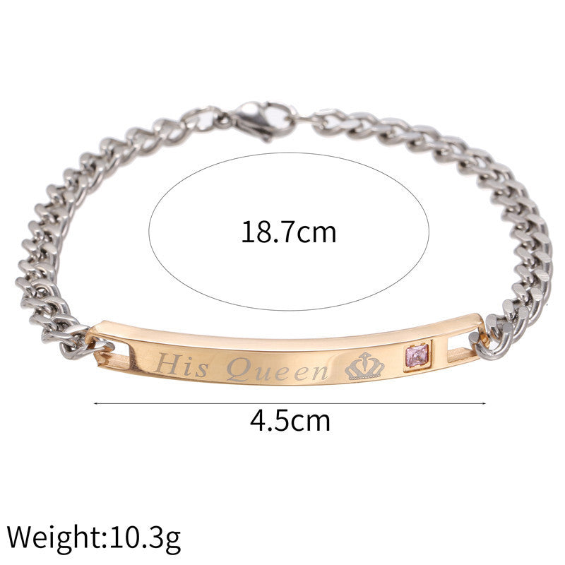 5pcs/Lot Her King His Queen Stainless Steel Bracelets for Valentine's Day Men Bracelets Charms Beads Beyond