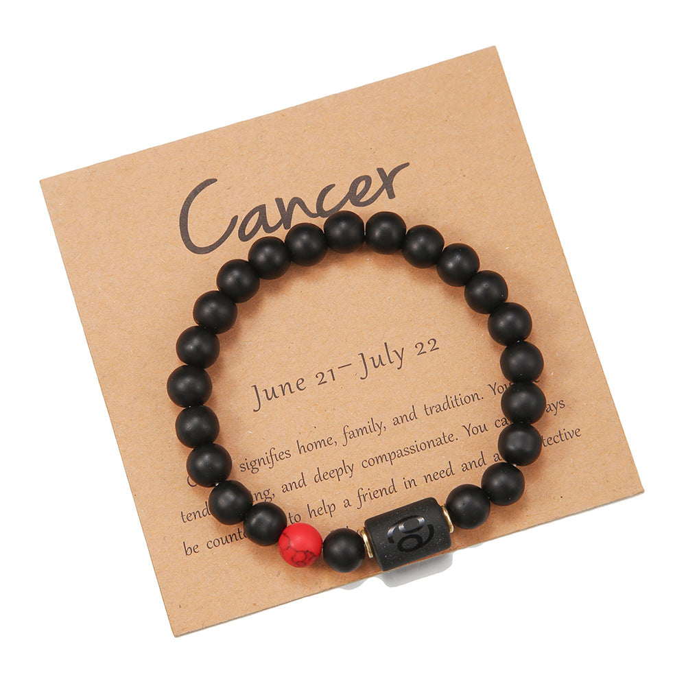 12pcs/lot 8mm Black Matte Stone Zodiac Bracelets Men Bracelets Charms Beads Beyond