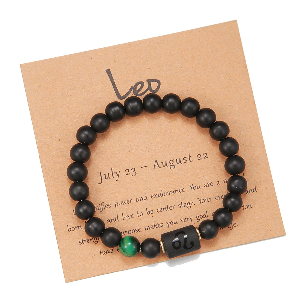 12pcs/lot 8mm Black Matte Stone Zodiac Bracelets Men Bracelets Charms Beads Beyond
