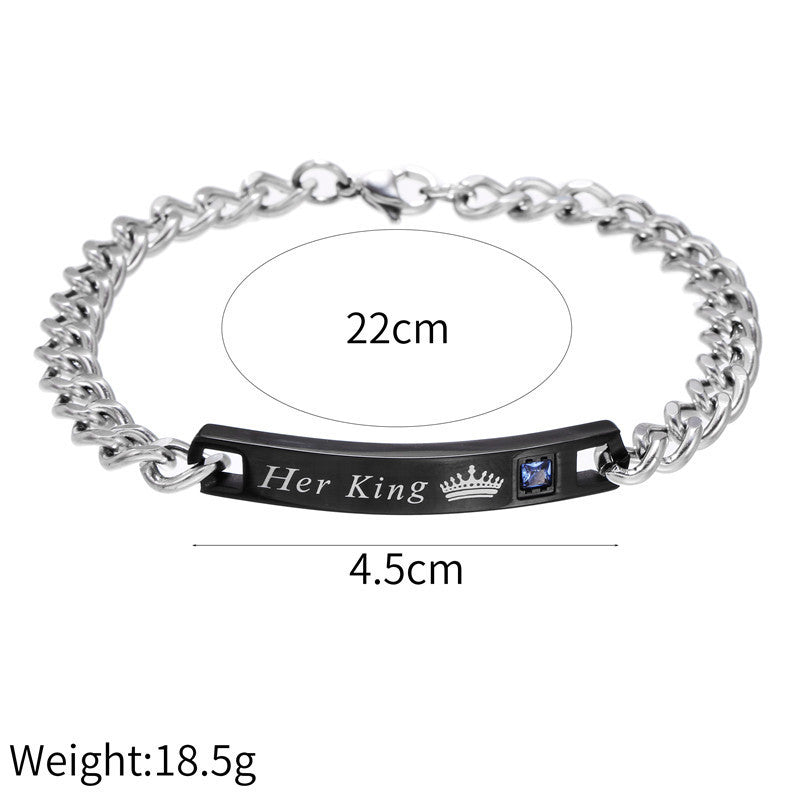 5pcs/Lot Her King His Queen Stainless Steel Bracelets for Valentine's Day Men Bracelets Charms Beads Beyond