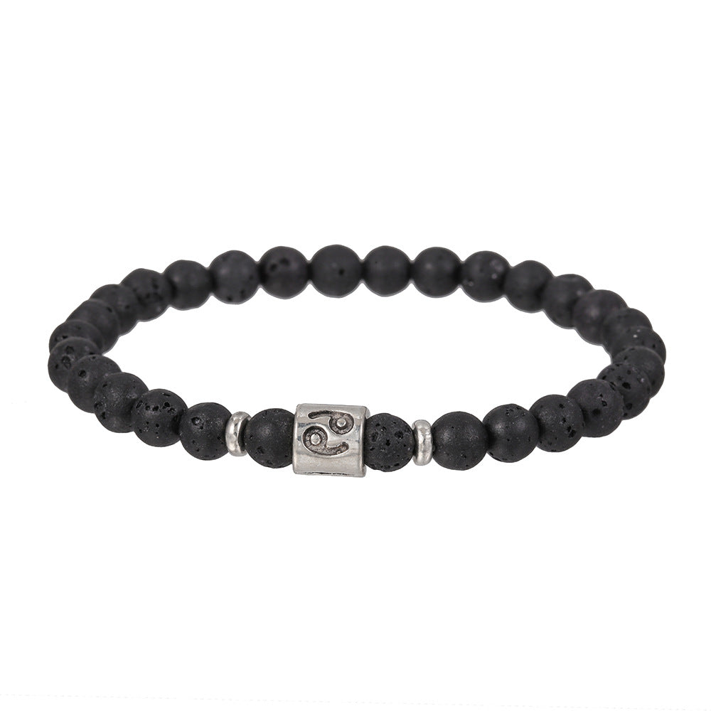 12pcs/lot 6mm Black Lava Stone Zodiac Bracelets Men Bracelets Charms Beads Beyond