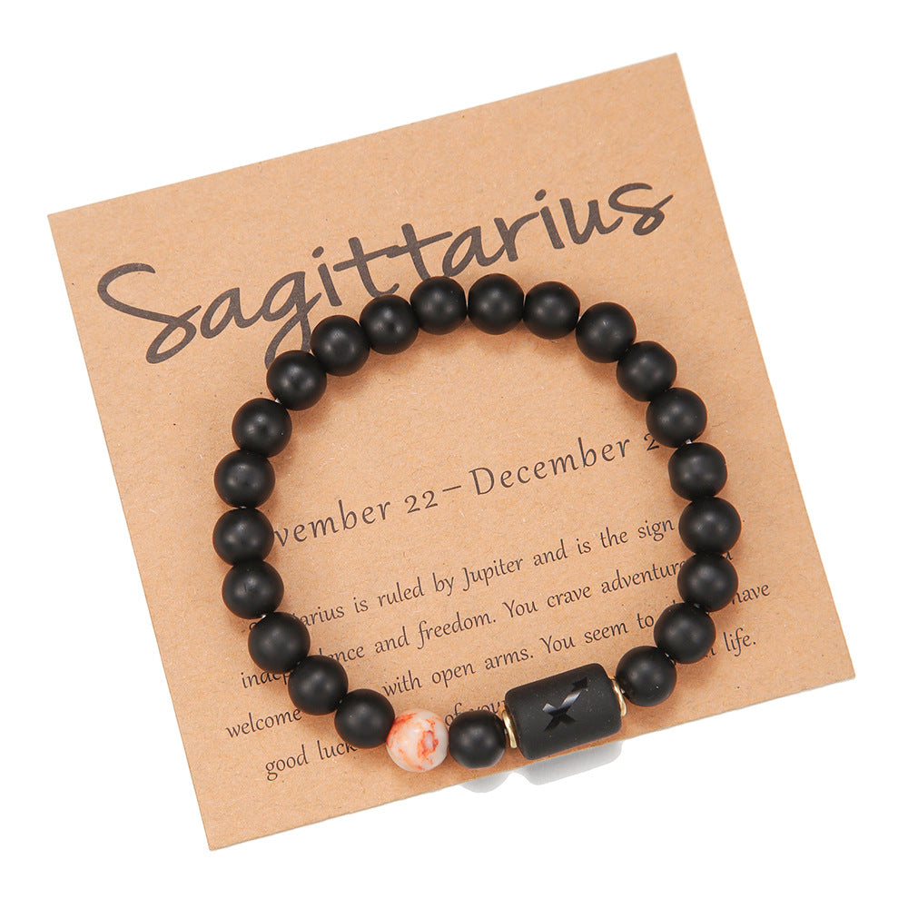 12pcs/lot 8mm Black Matte Stone Zodiac Bracelets Men Bracelets Charms Beads Beyond
