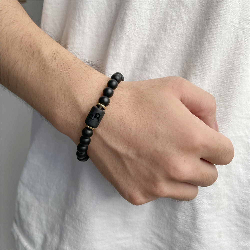 12pcs/lot 8mm Black Matte Stone Zodiac Bracelets Men Bracelets Charms Beads Beyond