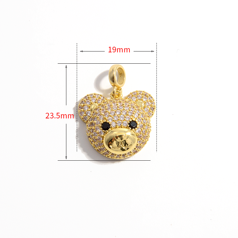 5-10pcs/lot Turquoise Green Pink Clear CZ Paved Cute Bear Head Charms CZ Paved Charms Animals & Insects Charms Beads Beyond