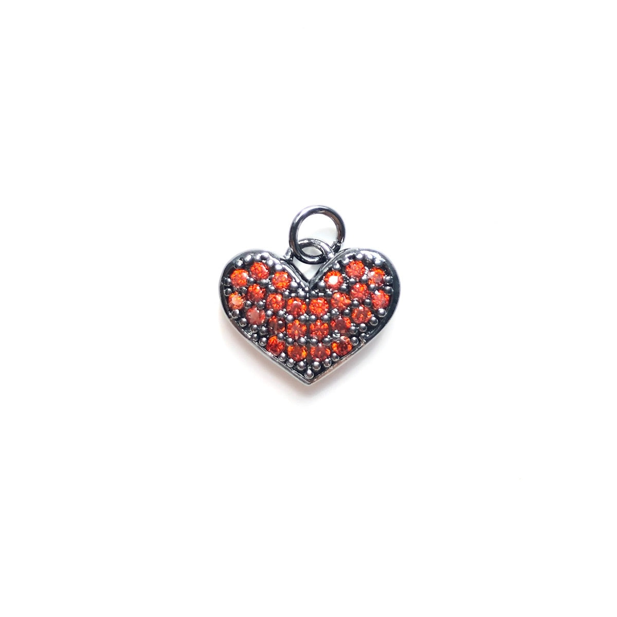 10pcs/lot 15*12mm Small Size Fuchsia CZ Pave Heart Charms