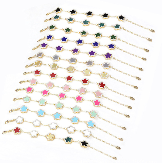 12pcs/lot Bling Rhinestone Pave Colorful Flower Bracelets Mix Random Colors Women Bracelets Charms Beads Beyond