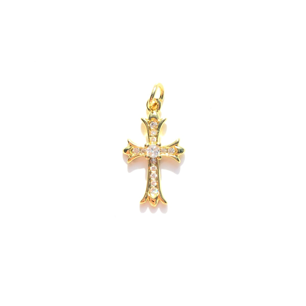 10pcs/lot 20.5*12mm CZ Paved Cross Charms