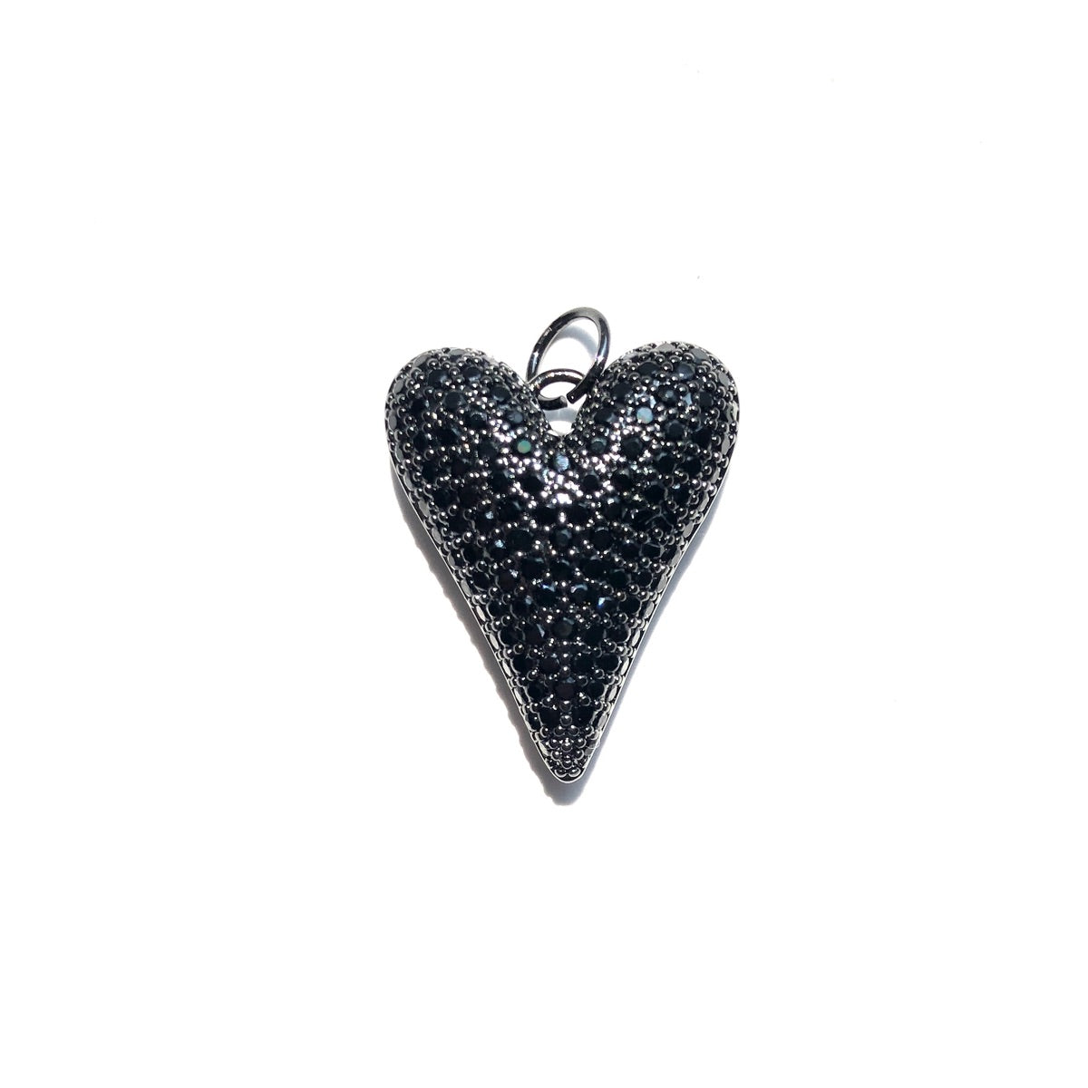10pcs/lot CZ Paved 3D Heart Charm Pendants