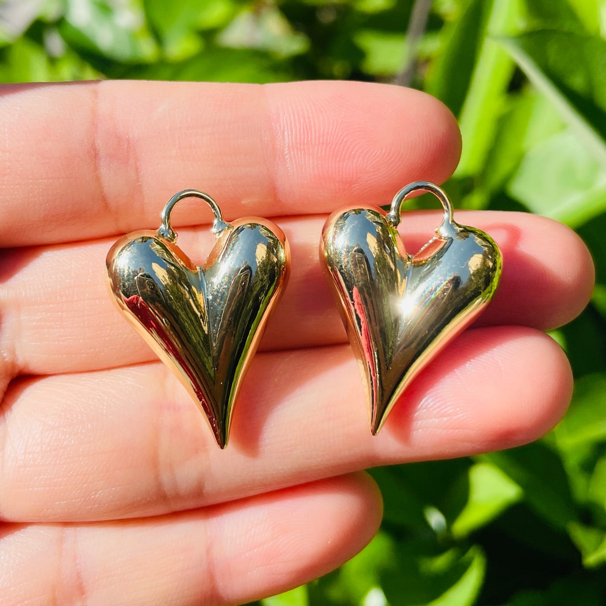 10pcs/lot 5 Size Gold-plated Copper 3D Heart Charms 28*20mm CZ Paved Charms Hearts New Charms Arrivals Charms Beads Beyond