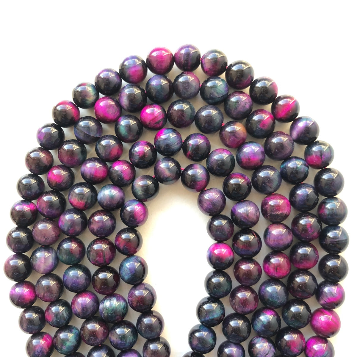 10mm Natural Hot Pink Dark Blue Galaxy Tiger Eye Round Stone Beads Stone Beads New Beads Arrivals Tiger Eye Beads Charms Beads Beyond