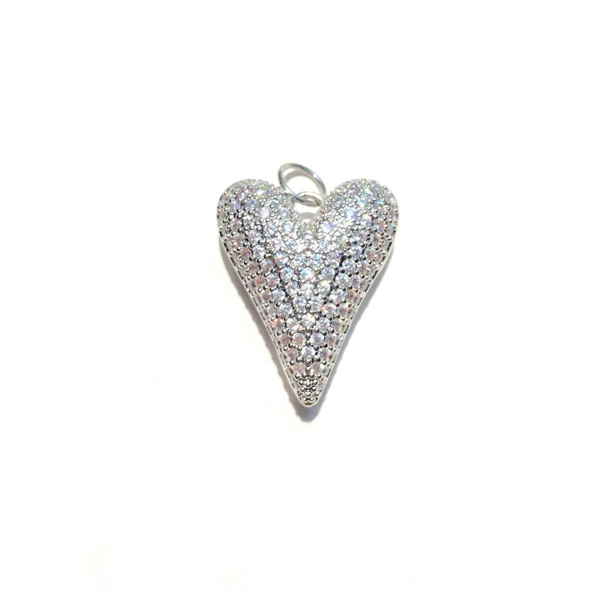 10pcs/lot CZ Paved 3D Heart Charm Pendants