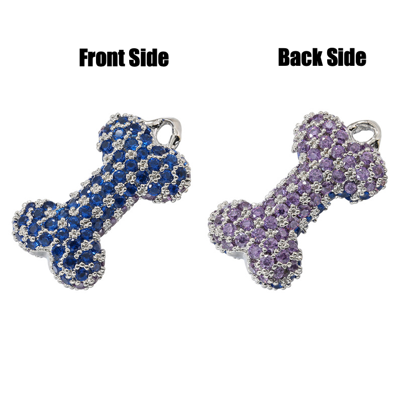 10pcs/lot Colorful CZ Paved 3D Cute Heart Bone Charms Bones on Silver CZ Paved Charms Hearts Small Sizes Charms Beads Beyond