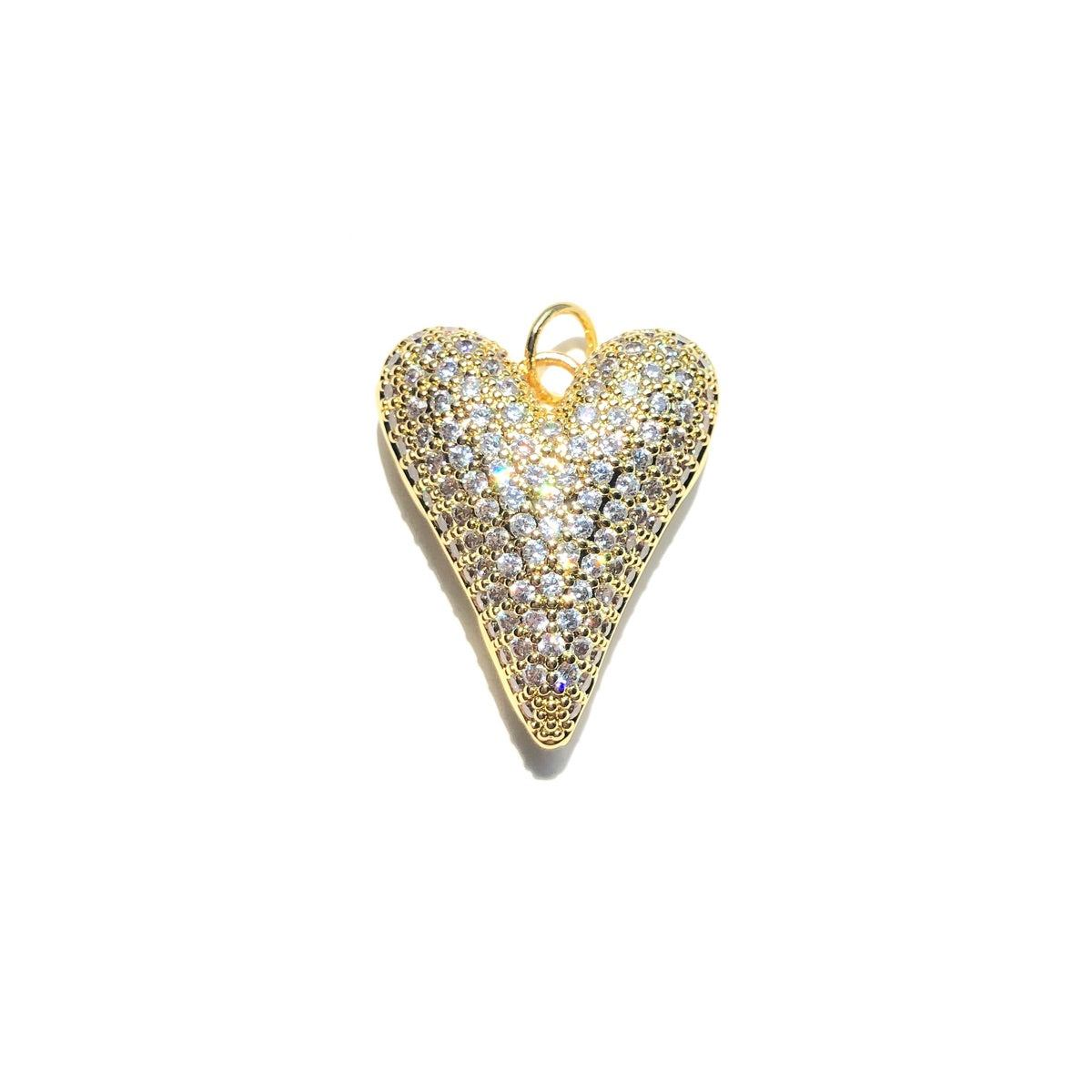 10pcs/lot CZ Paved 3D Heart Charm Pendants