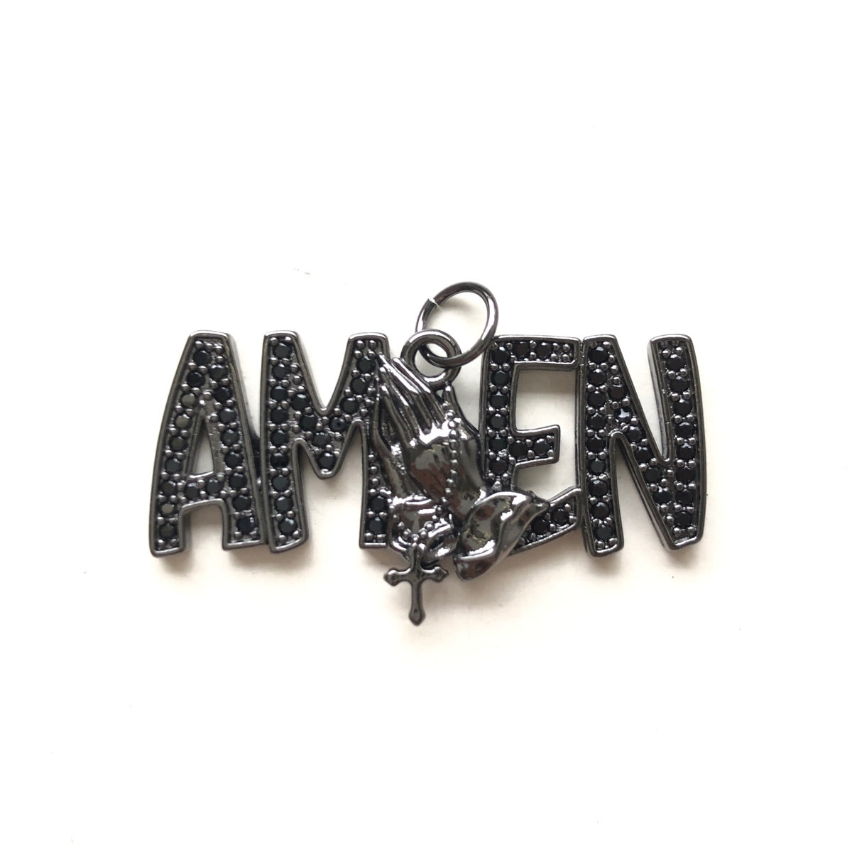 10pcs/lot CZ Pave Praying Hands Amen Word Charms CZ Paved Charms Christian Quotes New Charms Arrivals Charms Beads Beyond