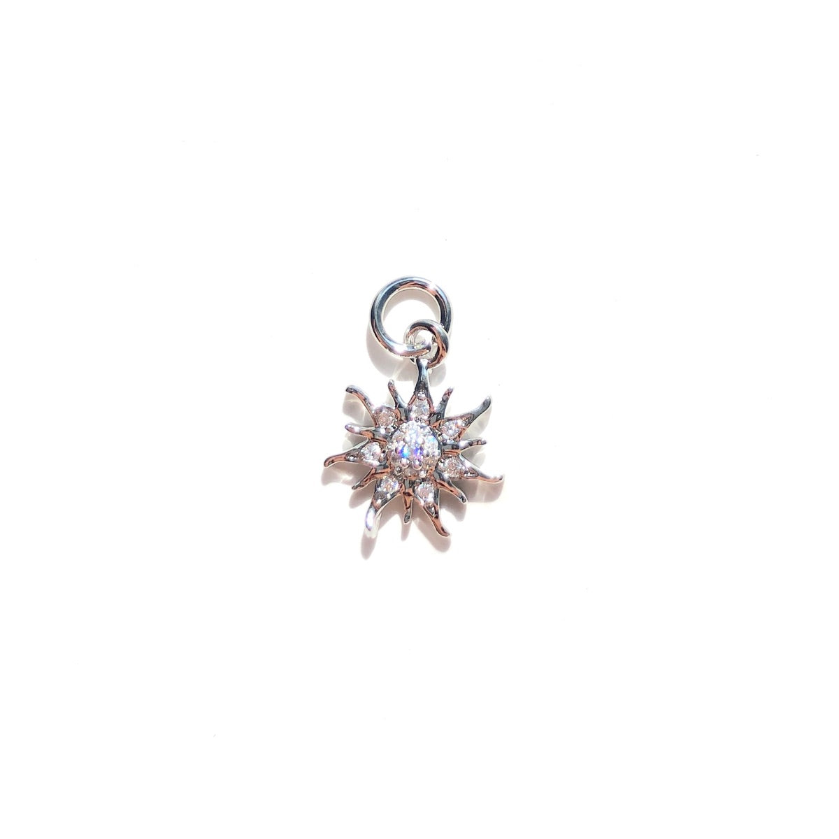 10pcs/lot 13*11mm Mini Size CZ Paved Sun Charms