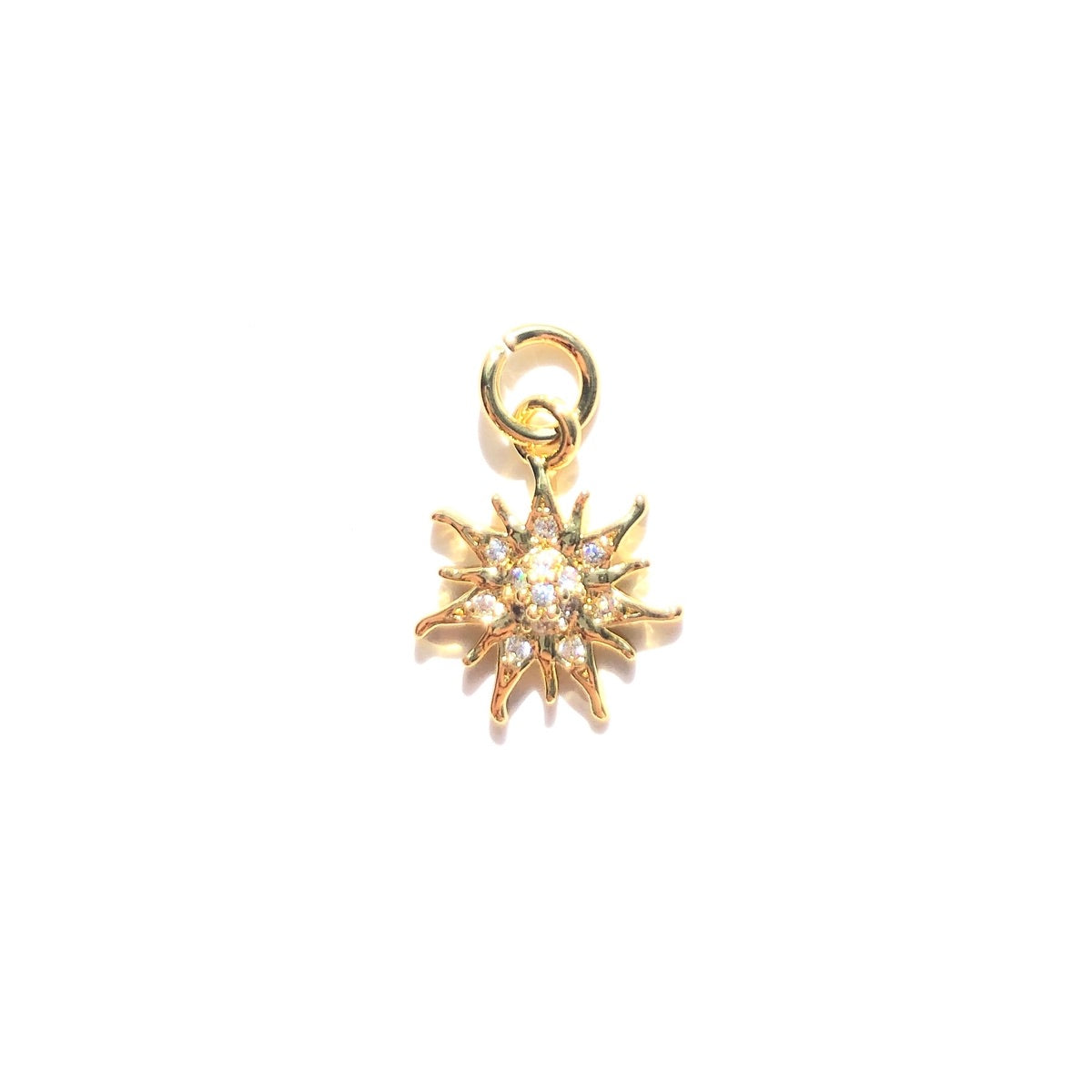 10pcs/lot 13*11mm Mini Size CZ Paved Sun Charms