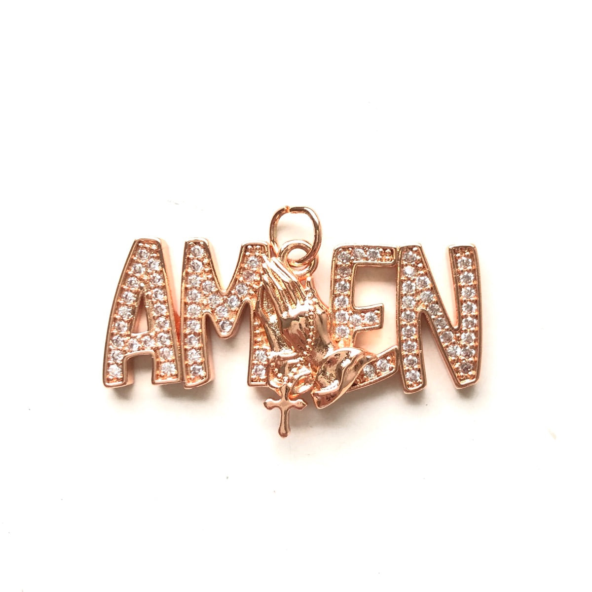 10pcs/lot CZ Pave Praying Hands Amen Word Charms CZ Paved Charms Christian Quotes New Charms Arrivals Charms Beads Beyond