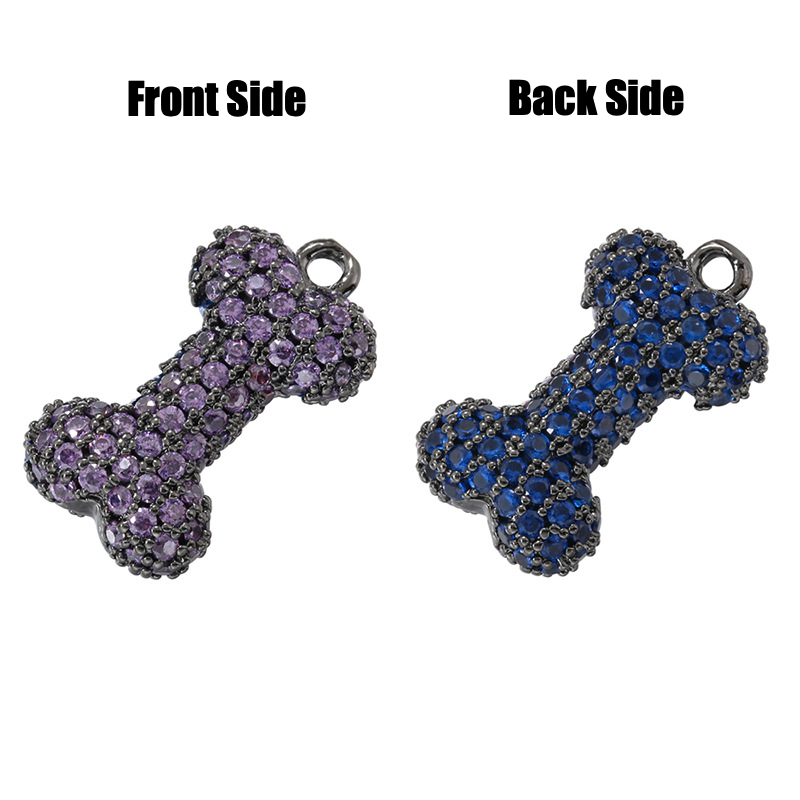 10pcs/lot Colorful CZ Paved 3D Cute Heart Bone Charms Bones on Black CZ Paved Charms Hearts Small Sizes Charms Beads Beyond