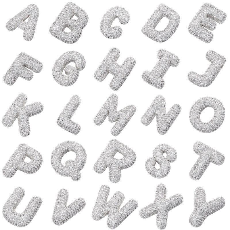 10-26pcs/lot CZ Paved Initial Letter Alphabet Charms-Gold, Silver CZ Paved Charms Initials & Numbers New Charms Arrivals Charms Beads Beyond