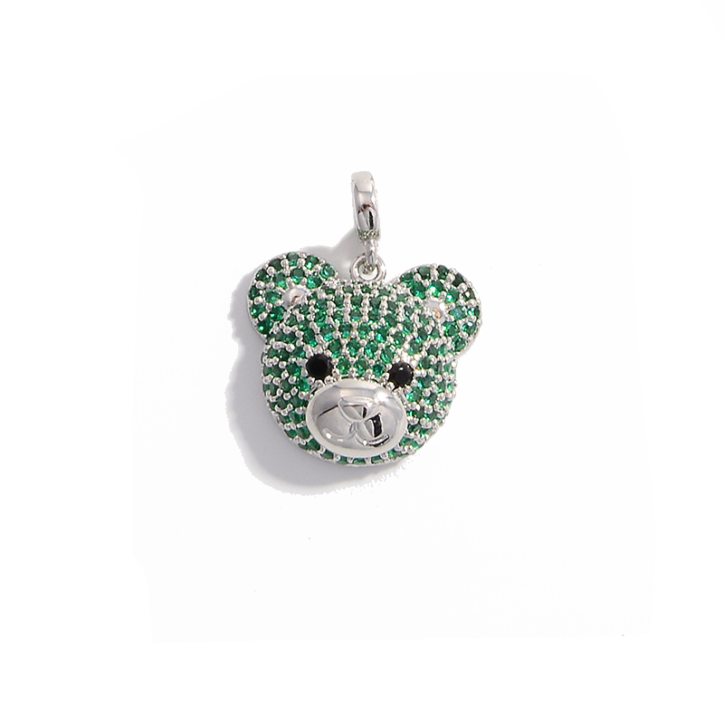 5-10pcs/lot Turquoise Green Pink Clear CZ Paved Cute Bear Head Charms CZ Paved Charms Animals & Insects Charms Beads Beyond